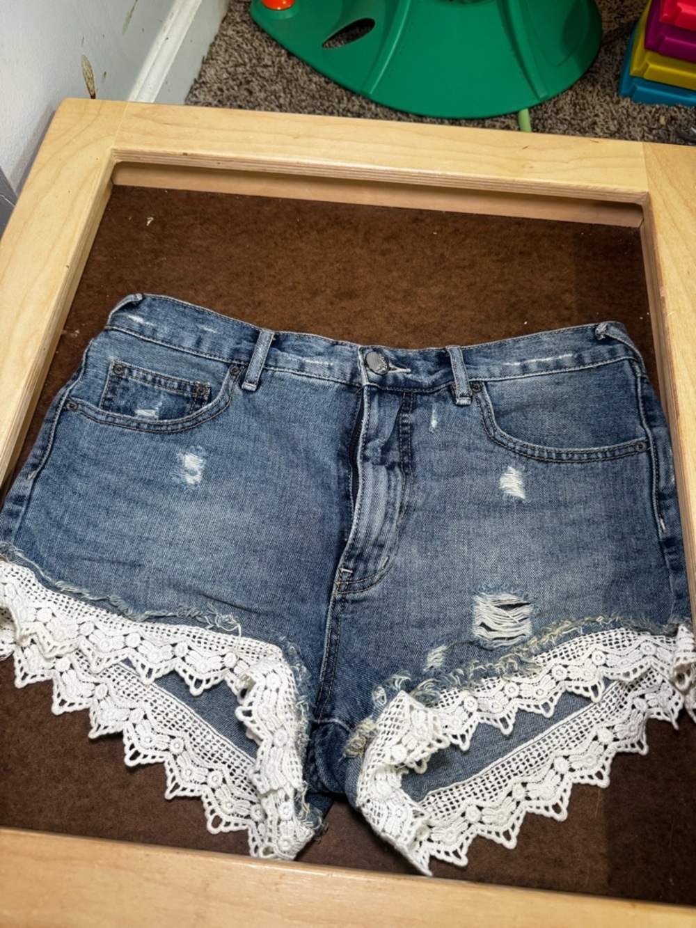 Free People Denim Lace-Trim Women's Shorts